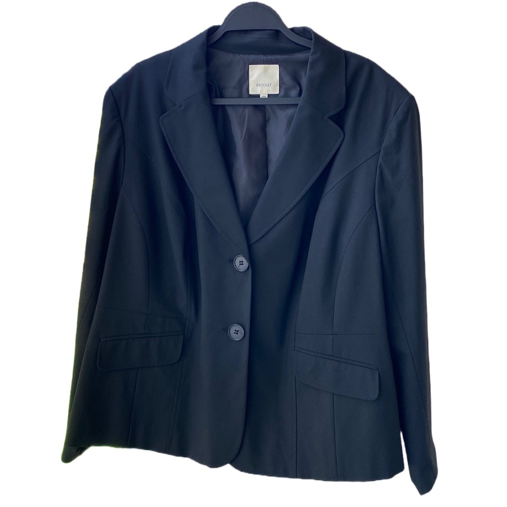 🖤 Sejour Nordstrom Lined 2-Button Stretch, Classic Black Blazer/Jacket Plus 20W
